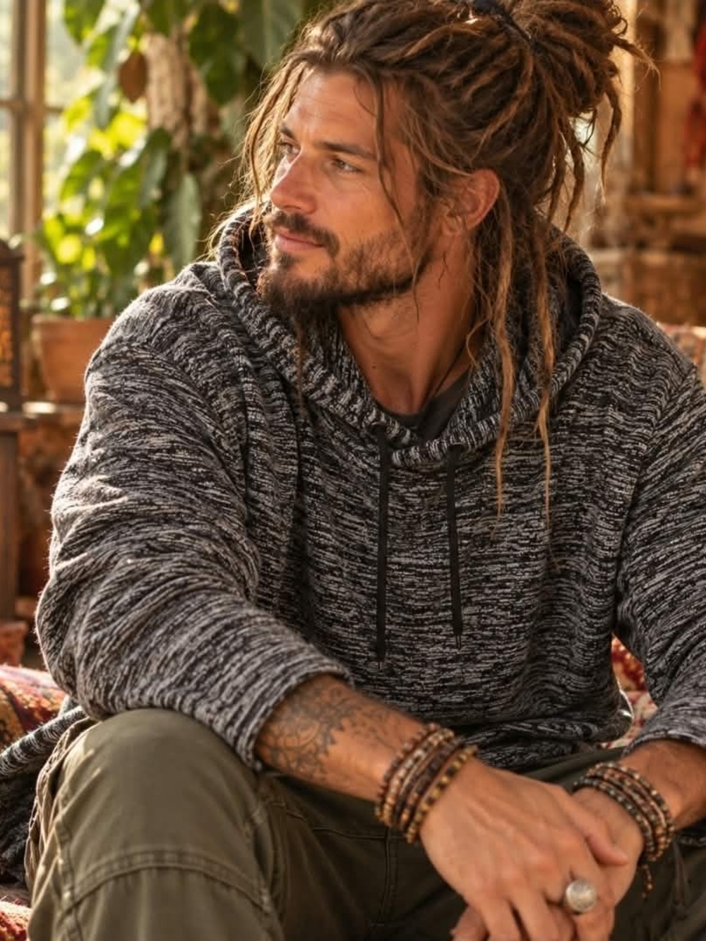 Men's XL Pro Player Charcoal Marled Pullover Hoodie Boho Athleisure Skater Cozy